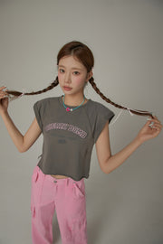 Cherry Bomb Embroidered Cropped Boxy T-Shirt