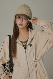 Basic Cinched String Hooded Jacket