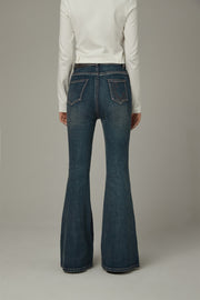 Stitch Lined Denim Wide Jeans