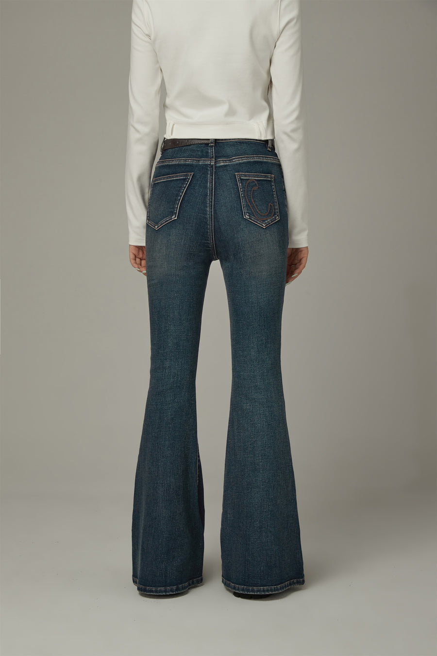 CHUU Stitch Lined Denim Wide Jeans