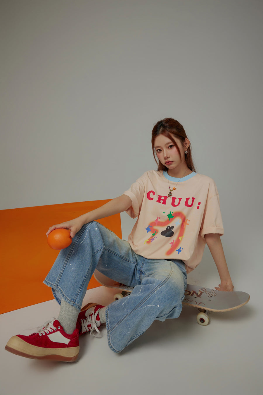 CHUU Pixel Print Loose-Fitting T-Shirt