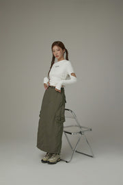 Cargo Pockets Maxi Skirt