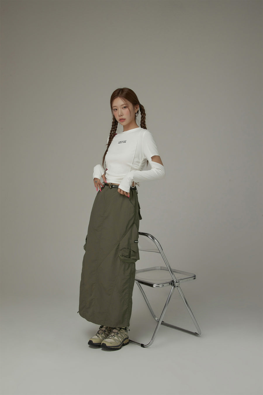 CHUU Cargo Pockets Maxi Skirt