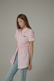 Puffy Short Sleeve Stripe Shirt