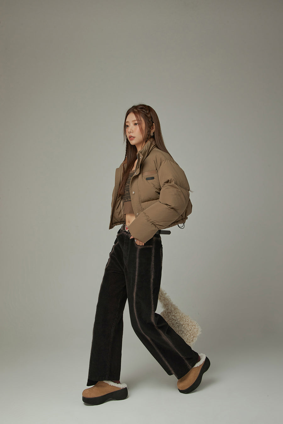 CHUU Color Corduroy Printed Line Pants