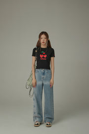 Side Logo Star Wide Denim Jeans