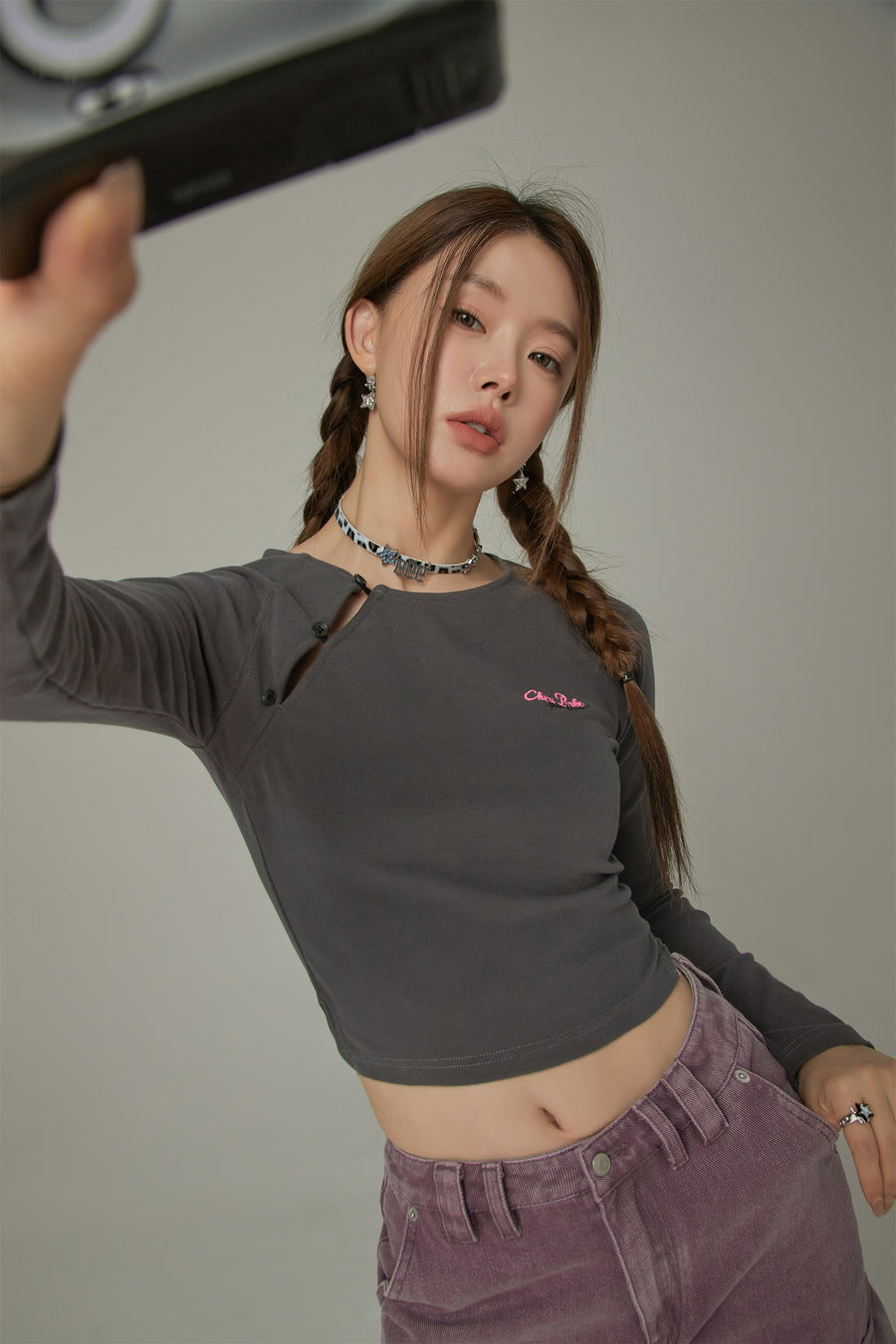 CHUU Button Long Sleeve T-Shirt