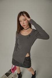 Star Slit Basic T-Shirt