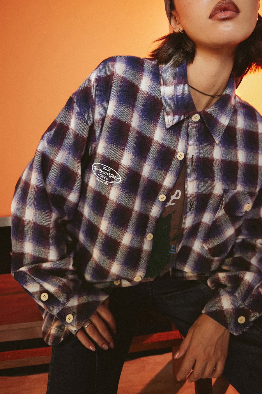 CHUU Checked Boxy Shirt