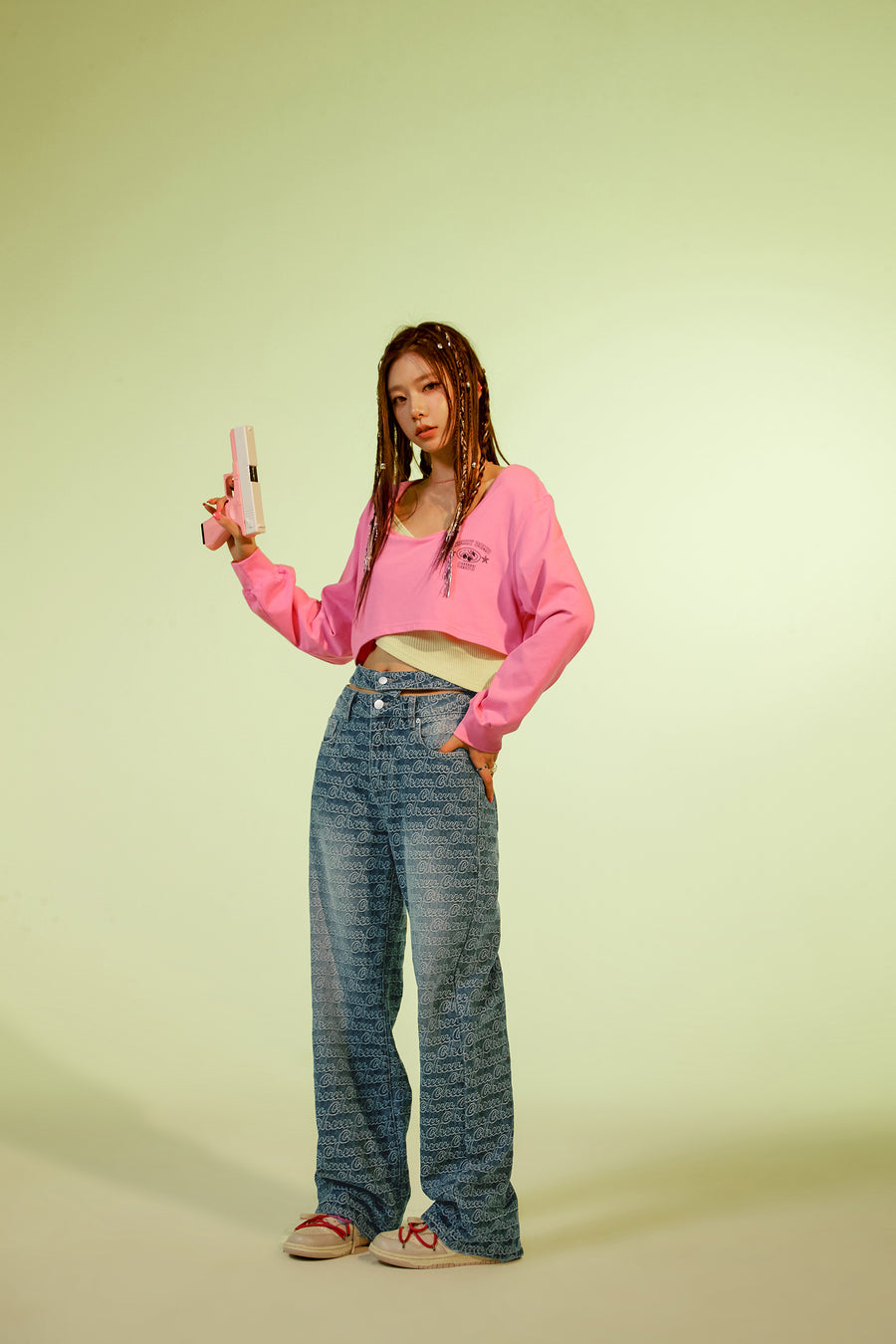 CHUU Color Matching Asymmetrical Layer Cropped T-Shirt