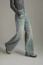 Washed Wide Pocket Denim Jeans