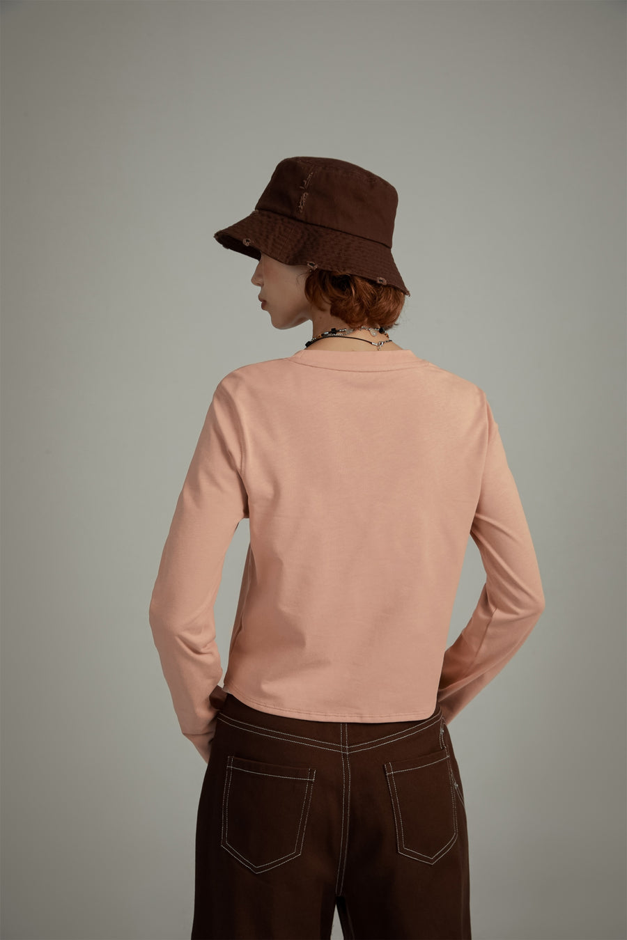 CHUU Simple Unbalanced Long Sleeve T-Shirt