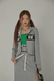 Logo Sporty Color Contrast Hooded Zip-Up