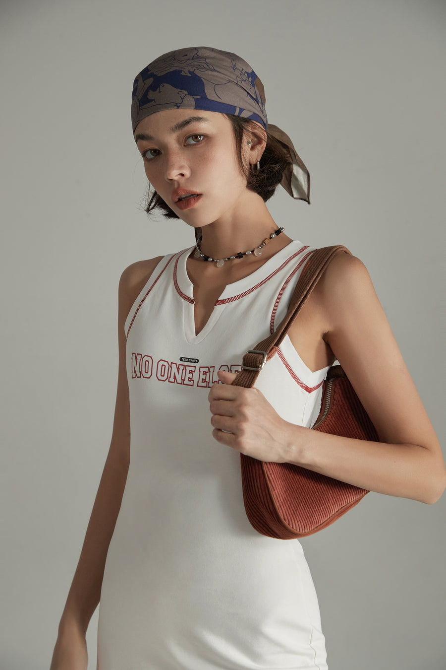 CHUU Stitch Logo Sleeveless Mini Dress