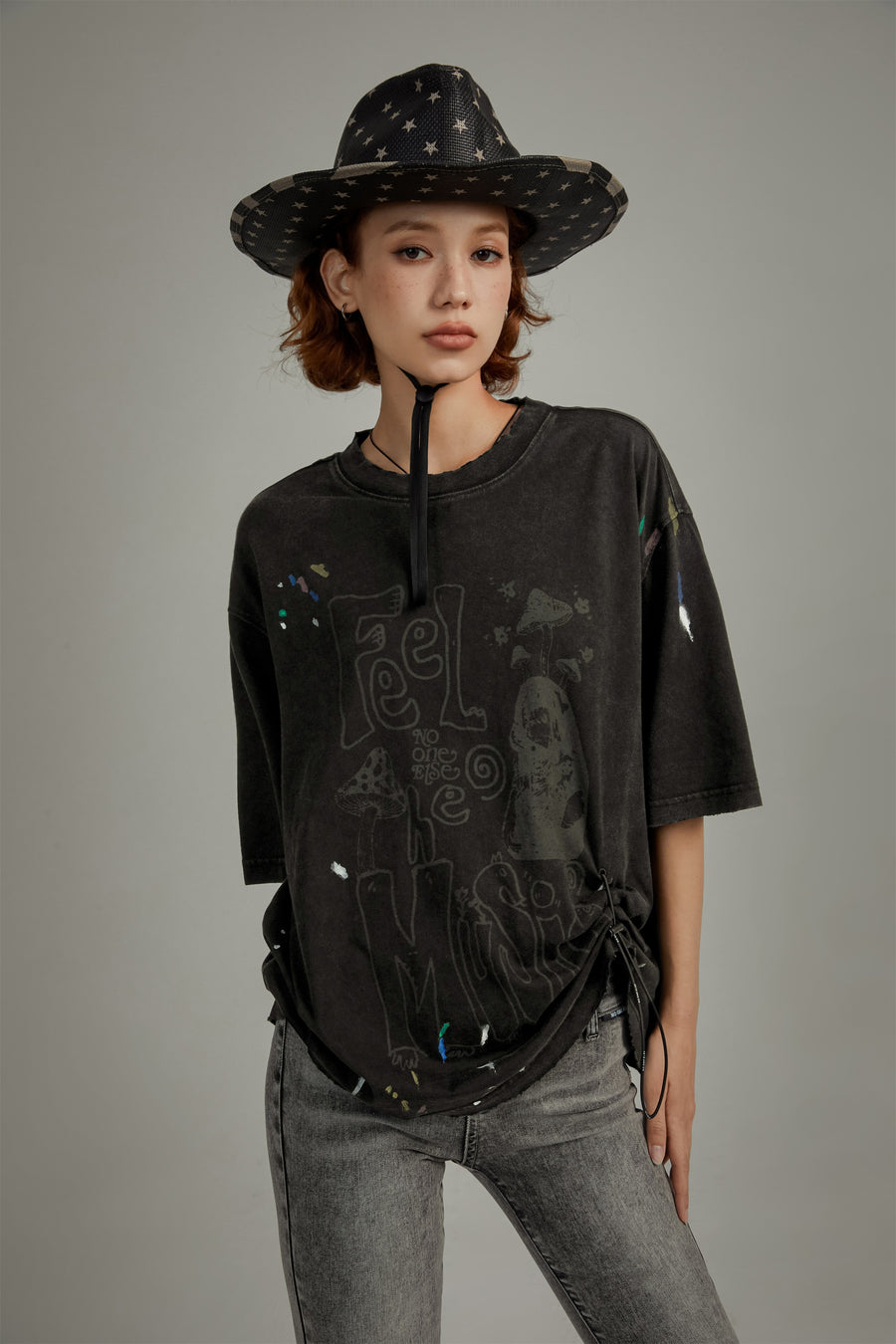 CHUU Vintage Drawstring Loose Fit T-Shirt