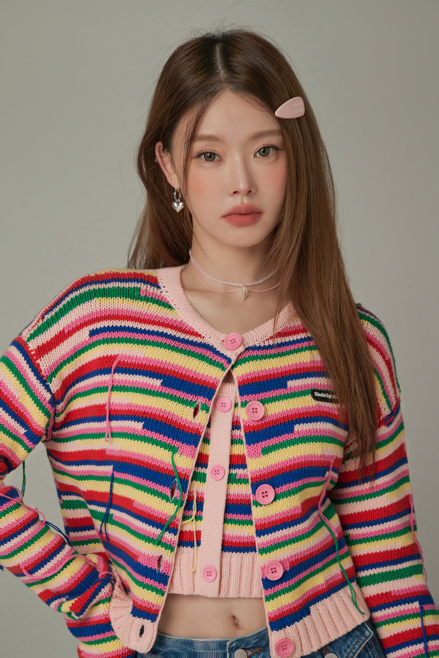 CHUU Rainbow Knit Cardigan