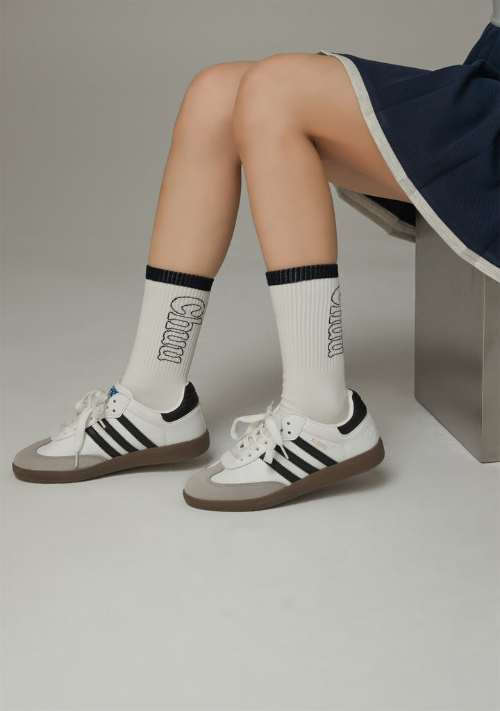 Logo Ribbed High Socks