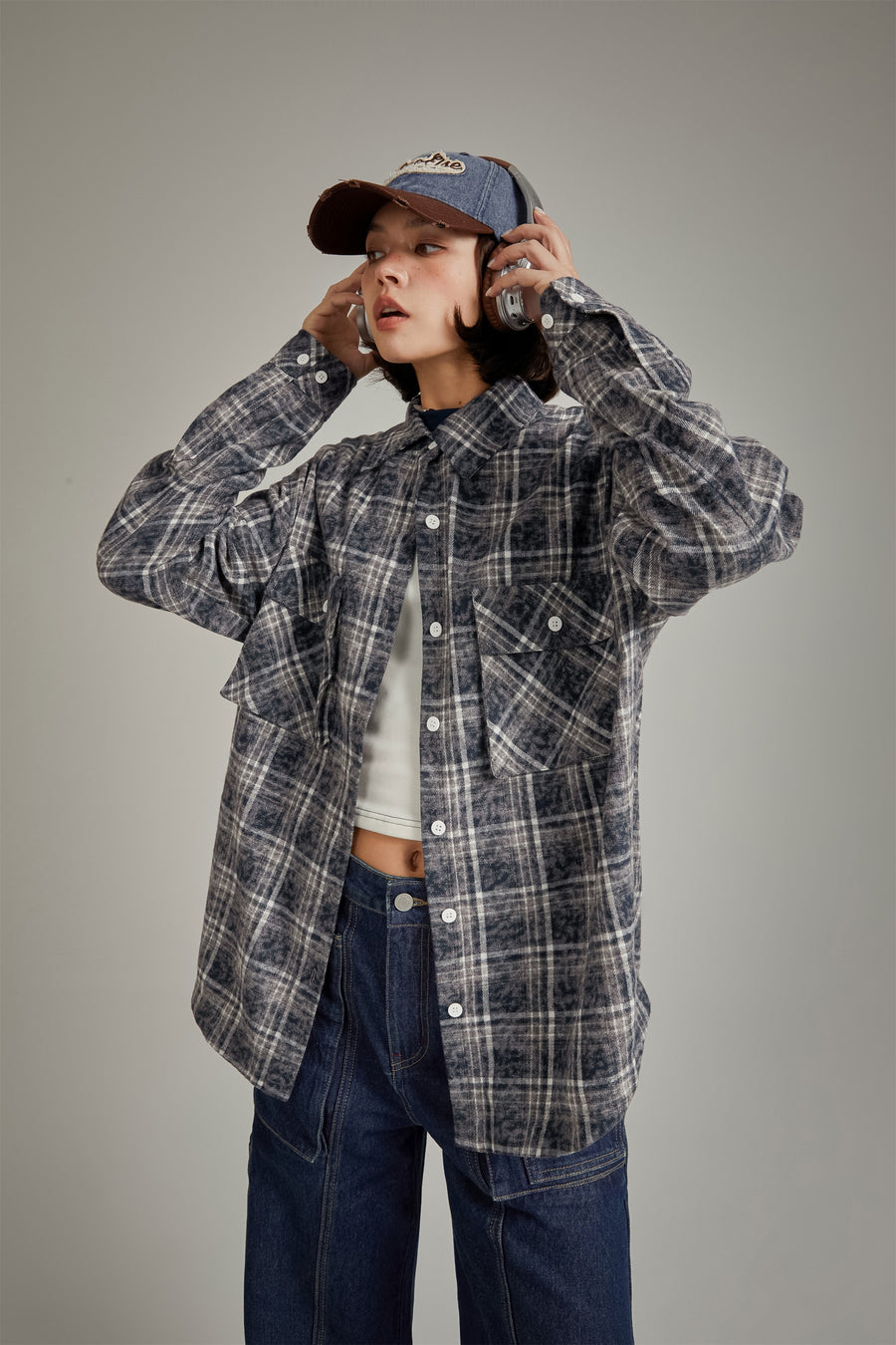 CHUU Back Design Loose Fit Check Shirt