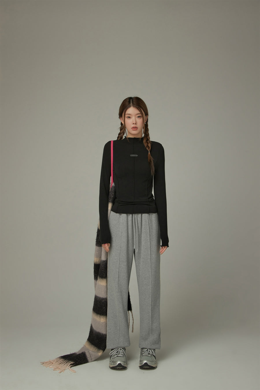 CHUU Striped Fringe Muffler