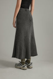 Star Raw Hem Mermaid Long Skirt