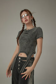 Vintage Hanging Strap Semi Crop Top