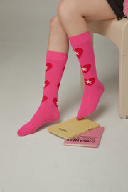 Heart Color Matching Knee Socks