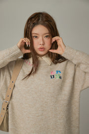 Logo Basic Loose Fit Knit Sweater