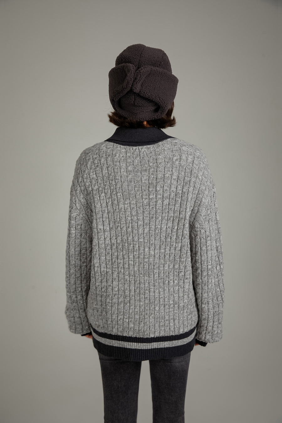 CHUU Polo Neck Twist Knit Sweater