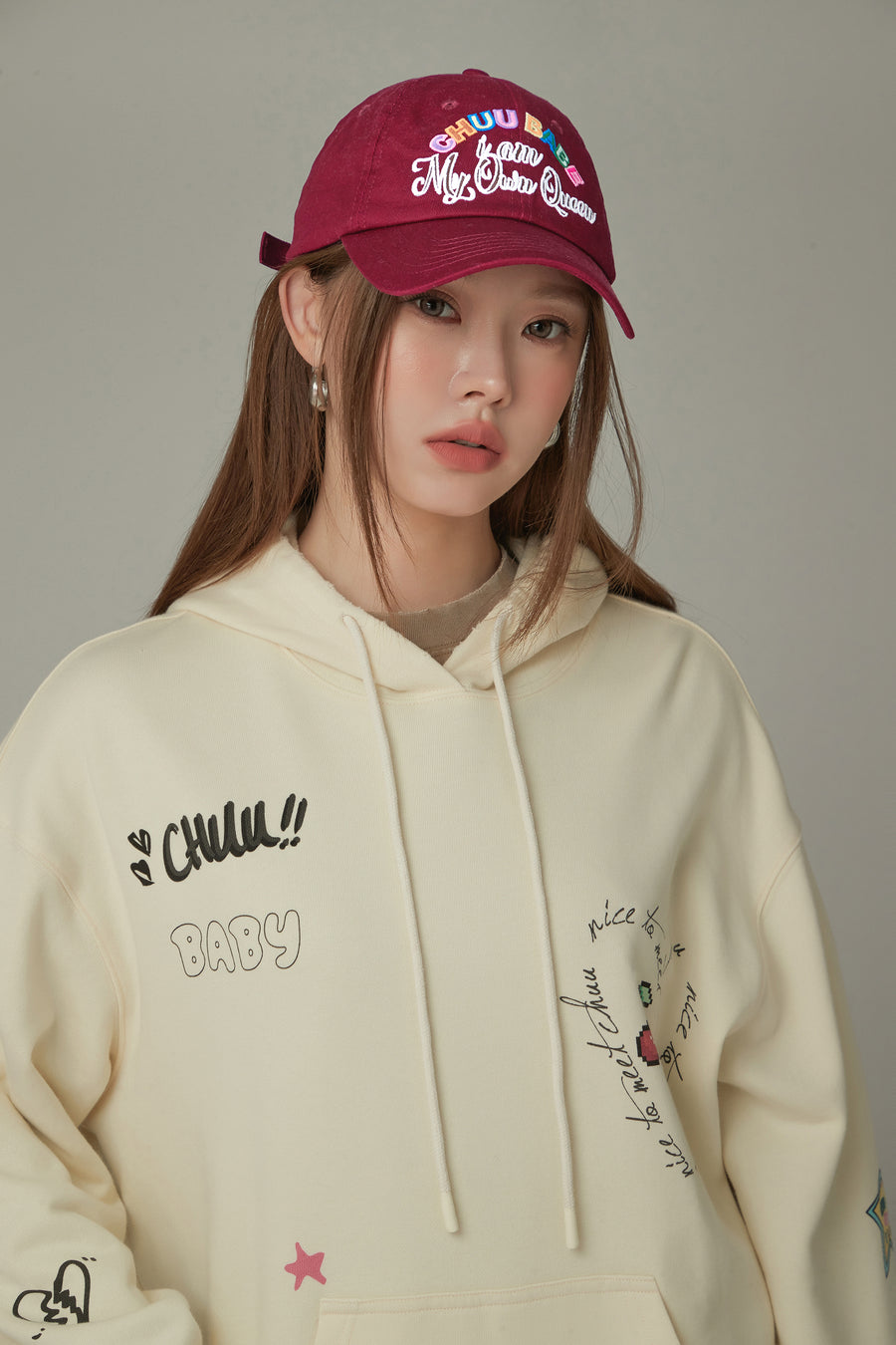 CHUU Rainbow Lettering Ball Cap