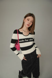 Logo Color Stripe Knit Sweater