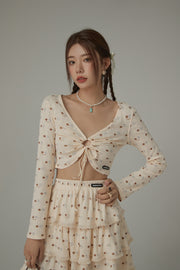 Flower Eyelet Key Hole Cardigan Top