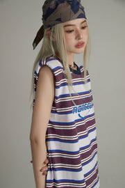 Striped Noe Center Logo Sleeveless T-Shirt Dress