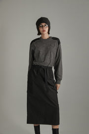 Contrast Pocket Long Dress