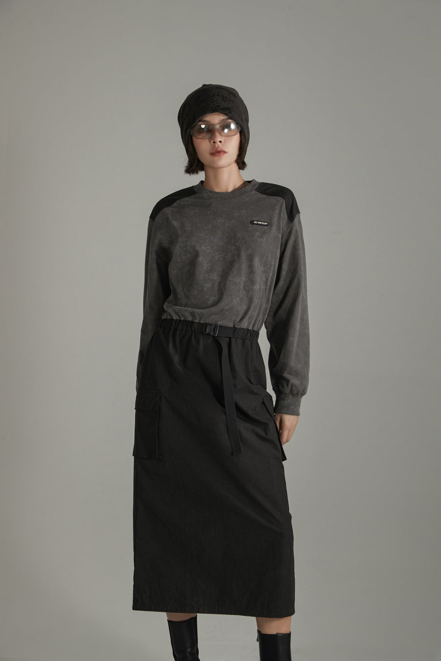 CHUU Contrast Pocket Long Dress