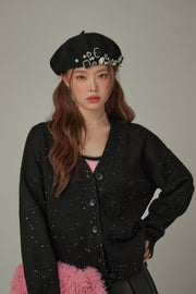 Specks Dotted V-Neck Knit Cardigan