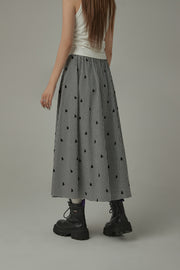 String Heart Check Long Skirt