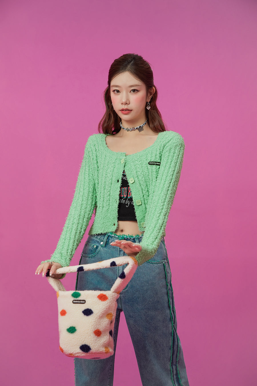 CHUU Color Dot Fleece Bag