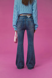 Heart Washed Bootcut Denim Jeans