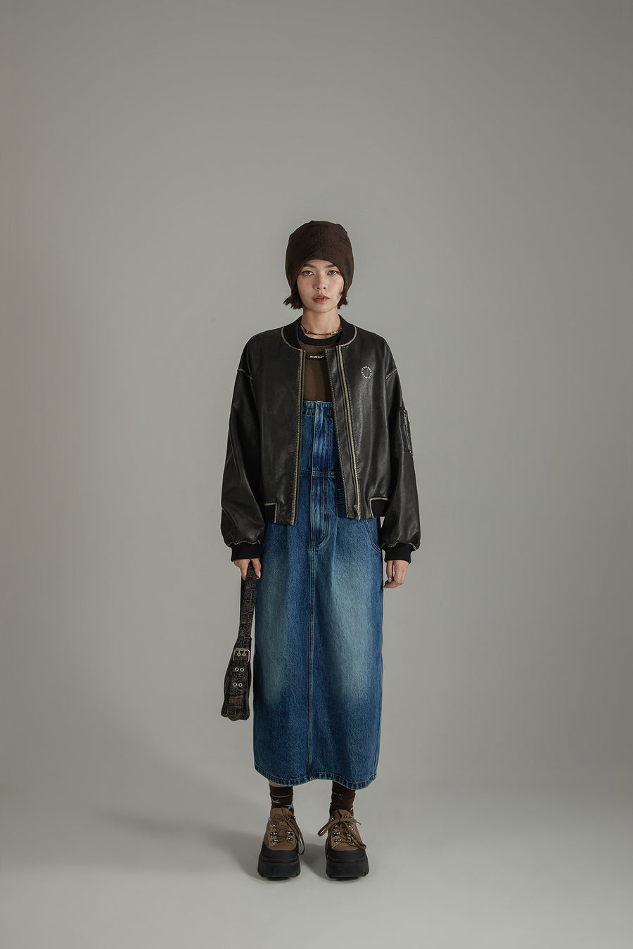 CHUU Denim Overalls Long Dress