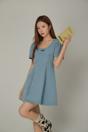 Puff Sleeve Denim Mini Dress