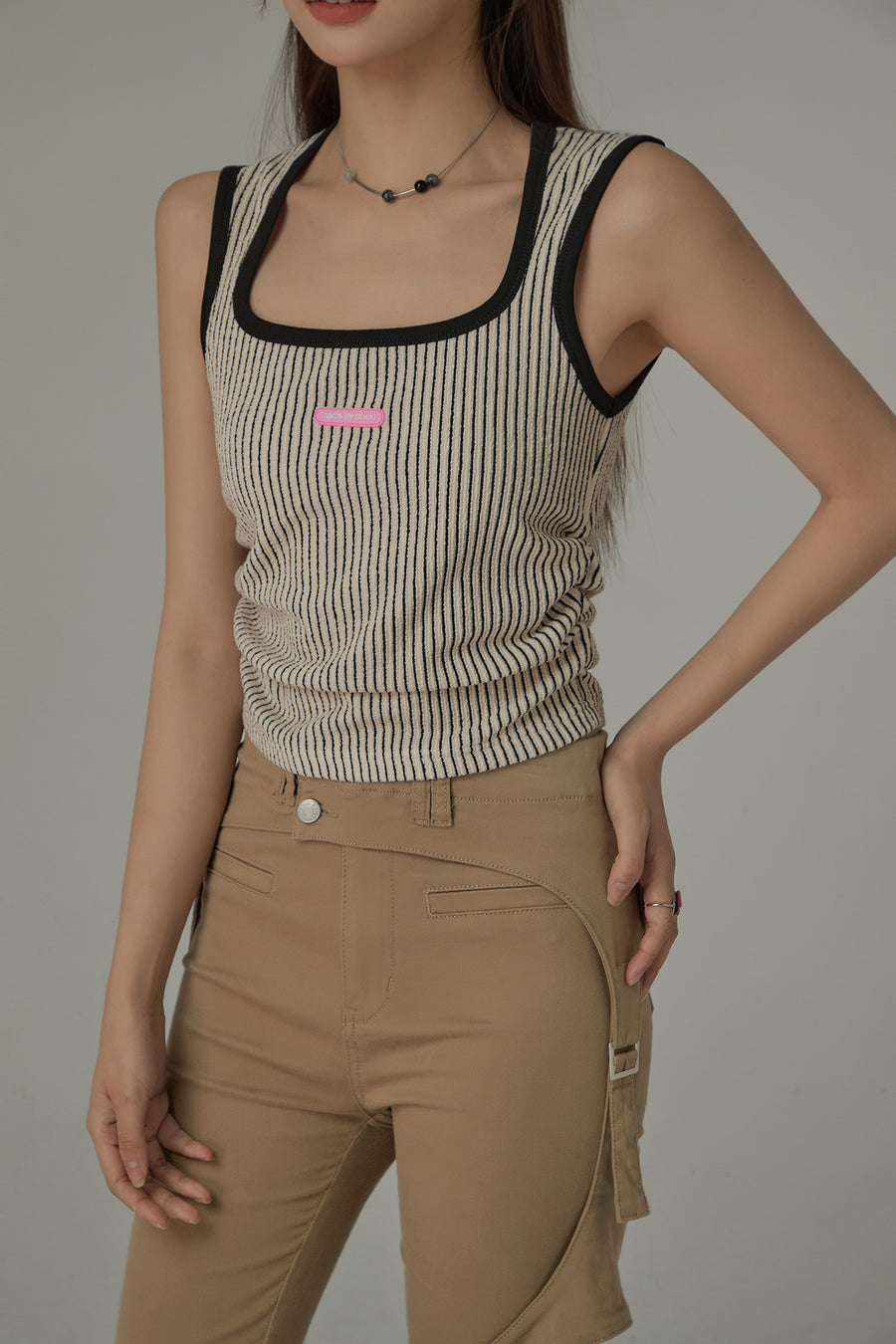 CHUU Square Neck Stripe Top