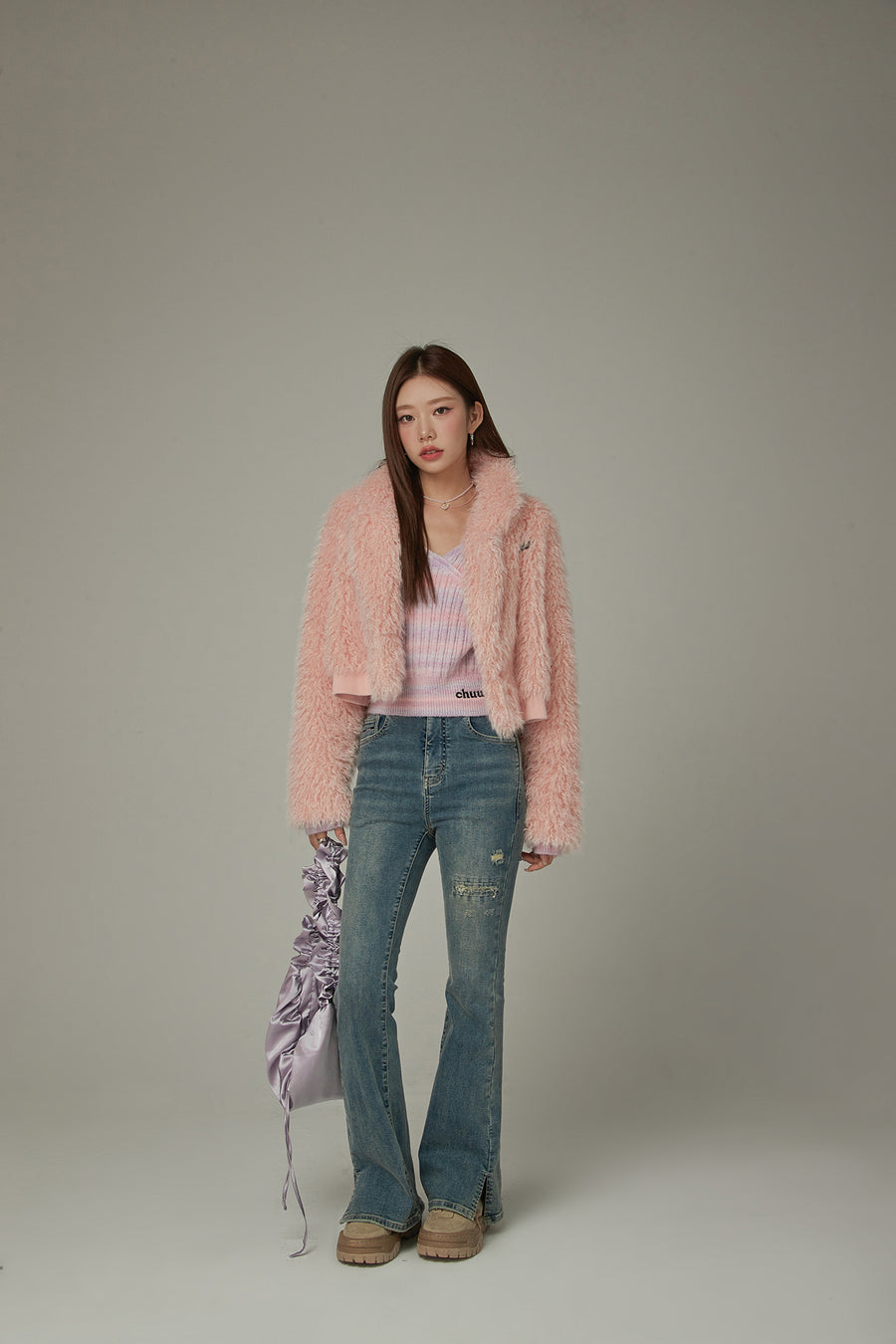 CHUU Color Fur Crop Jacket