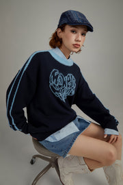 Heart Lettering Knit Sweatshirt