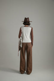 Heart Folded Waist Wide Pants