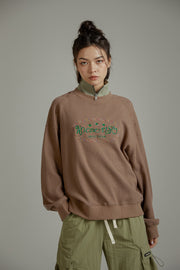 Color Embroidery Waffle Logo Sweatshirt