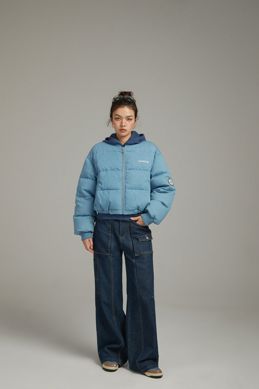 CHUU Duck Down Denim Padded Jacket