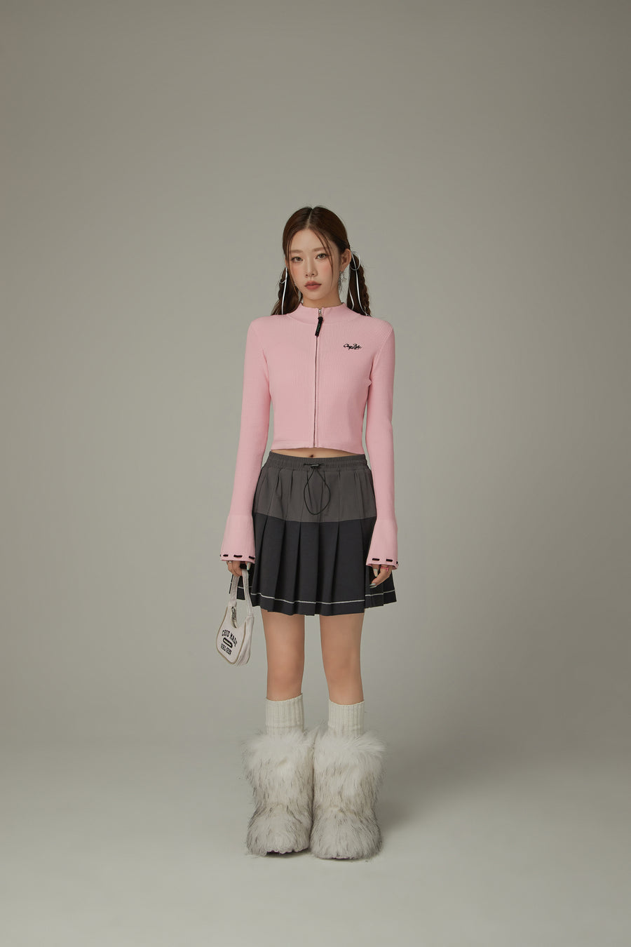 CHUU Slim Zip-Up Knit Cardigan