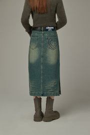 Vintage Slit Denim Skirt