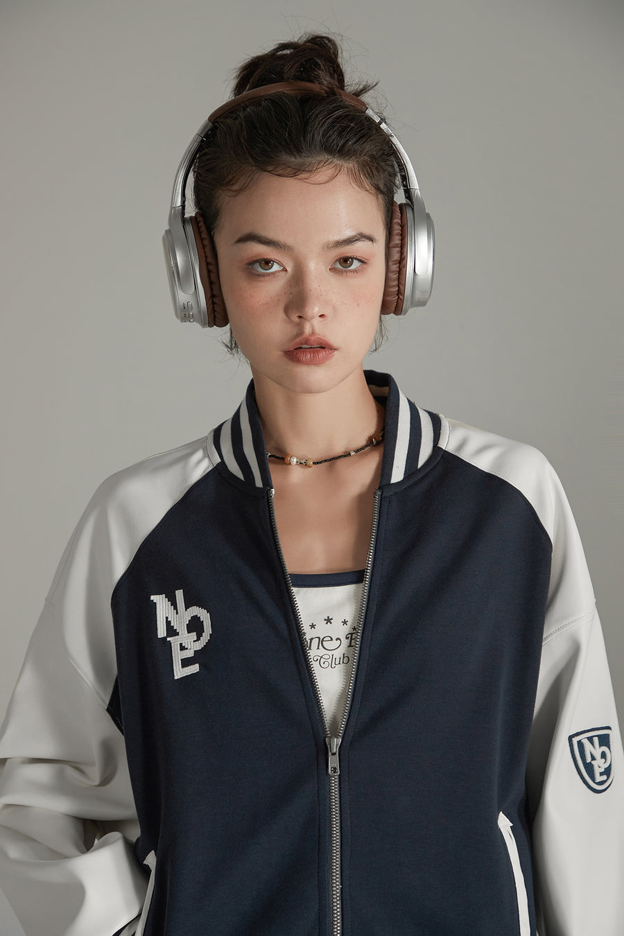 CHUU Letterman Varsity Zip-Up Jacket