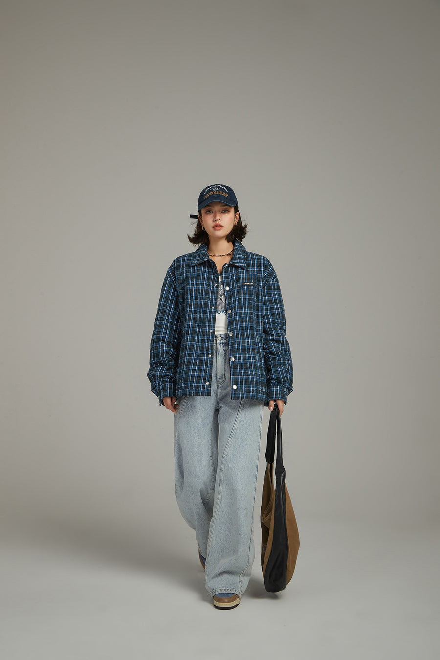 CHUU Lined Stitch Wide Denim Pants